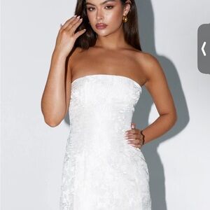 Peppermayo Strapless White Floral Dress